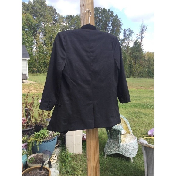 Umgee womens open knit blazer size small s black cotton collar 3 button jacquard - Picture 8 of 11